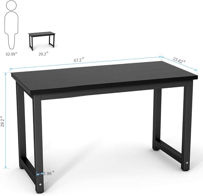 Tribesigns Computer Desk, 47 inch Modern Simple Office Desk Computer Table Study Writing Desk for Home Office, Black