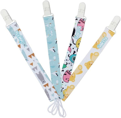 Baby Pacifier Clips, 4 Pack Binky Paci Holder and Leash Unisex for Boys and Girls Fits for Most Pacifier, Binkie Styles & Baby Teethers & Toys and Gift Universal Fit