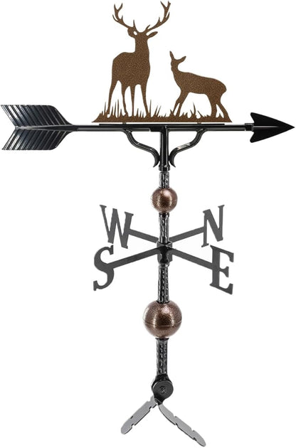 Montague Metal Products Deluxe Buck and Doe Weathervane - 14 Ornament Colors Available - Roof Mount Included (4 to Choose from) - Deer Weathervane - Hunter Gift Ideas