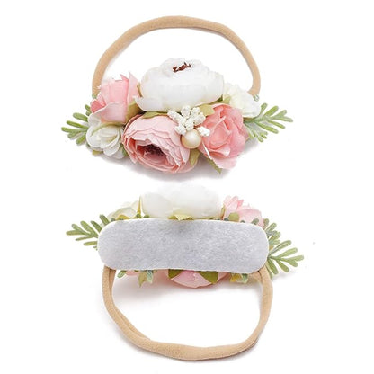 Baby Girl Headbands Nylon Flower Elastic Hairbands 3pcs Hair Accessories Gift for Newborn Infant Toddlers