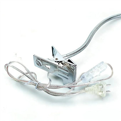 QUANS 5W 3 Colors LED COB Clip on Light Silver 19.68 INCH 50 CM Tube Desk Flexible Table Bed Lamp Work Home Design Lighting 110V 220V 85V - 265V AC with US Plug Switch on Off 500LM (Silver)