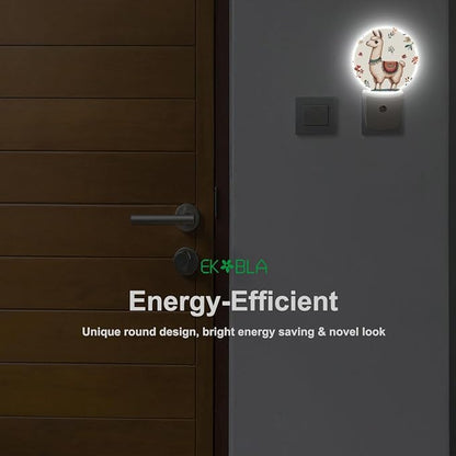 EKOBLA Llama Plug-in Night Light, Cute Alpaca & Cactus Tropical LED Nightlight with Dusk to Dawn Auto Sensor for Home Indoor Decor