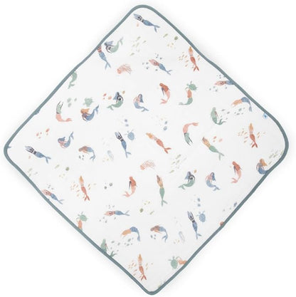 Little Unicorn Premium Infant Hooded Bath Towel| Soft & Absorbent Cotton & Terry Fabric for Newborns (Mermaids)