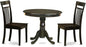 East West Furniture ANCA3-CAP-W 3 Piece Dining Table Set for Small Spaces Contains a Round Kitchen Table with Pedestal and 2 Dining Room Chairs, 36x36 Inch, Cappuccino