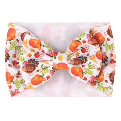 Bows for Baby Girls Headband, Newborn Bows Headbands Baby Hair Bows Hairbands Hair Accessories.(FD104) (Thanksgiving Turkey Pumpkin Headband)