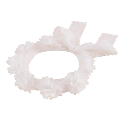 Baby Girl Flower Hair Bows Nylon Headbands, 6PCS Stretchy Soft Floral Hairbands Crown, Handmade Hair Accessories for Newborn Infant Toddler