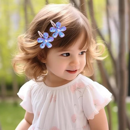 2Pcs Sequins Flower Hair Clips for Girls Cute Snap Hair Clips with Pearl Hair Barrettes Spring summer Hair Accessories Birthday Party Supplies (Colorful flowers)