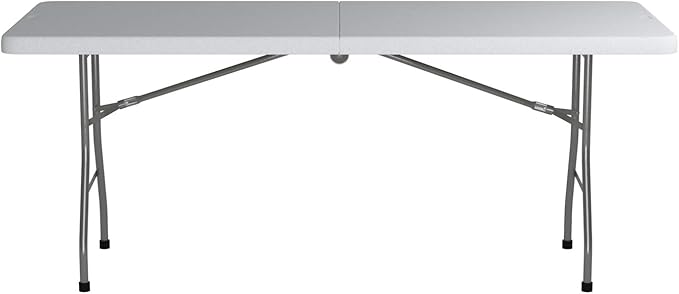 Office Star Resin Rectangle Center-Folding Portable Table for Picnics, Camping, and Tailgating, 6 Feet