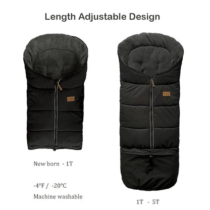 Length Ajustable Waterproof Stroller Winter Cover for All Stroller, Universal Stroller Winter Bunting Bag XL,Good for Infant to Y5 pre-School Kids