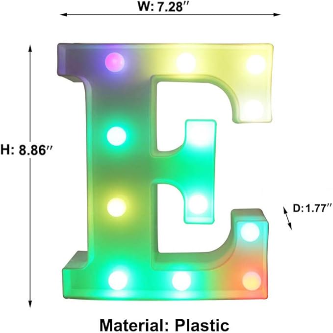 Pooqla Colorful LED Marquee Letter Lights with Remote – Light Up Signs Party Bar Letters Decorations for The Home - Multicolor E