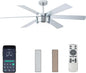 SHOWDI Ceiling Fan with Lights and Remote, 6 Blade App Control Timer Reversible Stepless Brightness and Color Temperature Outdoor Wood Ceiling Fan with Lights (Chrome, 56 Inch)