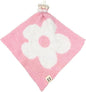 L+L USA Retro Flower Baby Lovey Pacifier/Teether Holder 10"x10" - DreamSoft Plush Fluffy Cuddly Soothie Reversible Mini Comfort Blanket - Cute Newborn Gift Essential Babies Boys Girls (Pink/White)