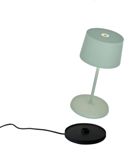 Zafferano, Olivia Mini Lamp, Portable and Rechargeable Table Lamp with Touch Controls, Suitable for Indoor and Outdoor, Dimmer, 2200-3000 K, Height 8.7 Inches, Sage Color