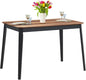 Giantex 43.5" L Rectangular Dining Table, Farmhouse Dinette Table w/ 4 Rubber Wood Legs, Kitchen Dinner Table for Kitchen Dining Room Living Room (Walnut & Black)