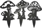 Decorative Mushroom Garden Stakes Black Garden Fairy Tale Mushroom Garden Stakes Metal Silhouette Art, Set of 3 (3, Matte Black)
