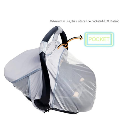 RHYDEER Baby car seat Cover with Mosquito net, 2 in 1 Infant carseat Sun Shade Cover and carseat Mosquito net, Grey