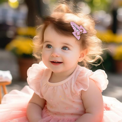 New Glitter Hair Clips For Girls and Toddlers, Hair Accessories (FJ98-1st Baby Girls Hair Bow)