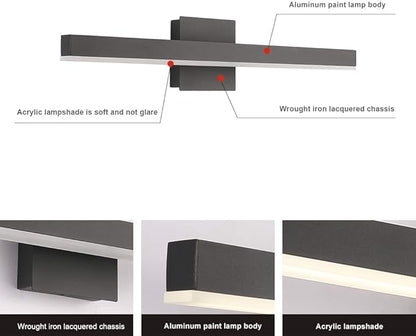Joossnwell LED Bathroom Vanity Lighting Fixture Morden Bath Light Bar 23.62" Inch Black Wall Sconce 18W 4000K
