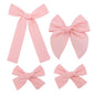 3 Styles Hair Bow Clips for Little Girls Toddler Baby Mom Women Hair Barrettes Accessories 4 Pcs Cotton Linen Bows Peach Pink