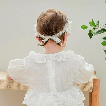 Lace Big Bow Baby Girls Headband Floral Hair Band Toddlers Newborn Infants Christening Baptism Party Hair Accessories for 0-36 Months Elastics Hairband (Style 5)