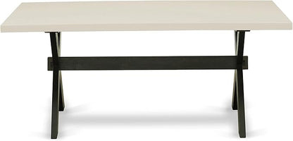 East West Furniture X627MZ650-6 6 Piece Dining Table Set Contains a Rectangle Kitchen Table and 4 Dark Gotham Grey Linen Fabric Parson Chairs with a Bench, 40x72 Inch, Multi-Color