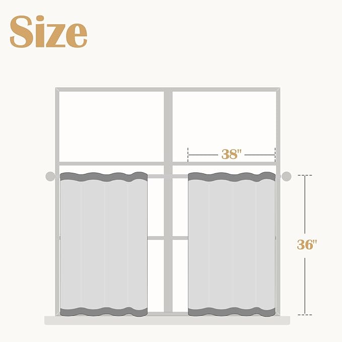 jinchan Boho Kitchen Curtains Linen Cafe Tier Curtains 36 Inch Bohemian Geometric Striped Mudcloth Small Window Drapes for Living Room Bathroom Light Filtering Back Tab 2 Panels Sage Green on Flax