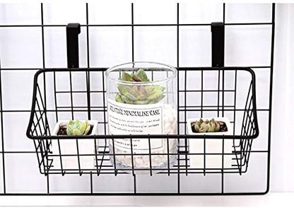 LeleCAT Basket with hook Grid Storage Basket, Hang it behind a door or on a