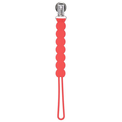 Three Little Tots All Silicone Modern, Short and Safety Tested Pacifier Clip (Red, Waverly)