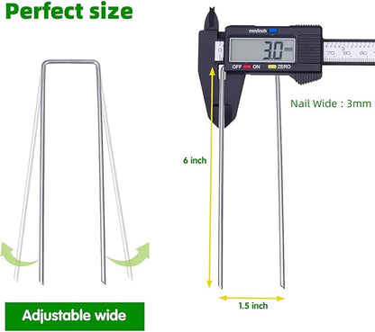 6 Inch 23 Pcs Hot-dip Galvanized U-Shaped Garden Stakes, Landscape Staples, Ground Stakes, for Decoration Weed Barrier Fabric, Irrigation Tubing, Holding Fence, Tarpaulin (22, 6 INCH)