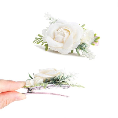 Flower Hair Clips Set for Baby Girl Lightweight Floral Hair Bow Accessories with Boutique Fully Lined Alligator Clip for Toddler Teens Gifts (AD)