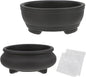 Bonsai Planter 2 pc 3.9" + 4.1" Unglazed Round Ceramic Succulent Pots Set