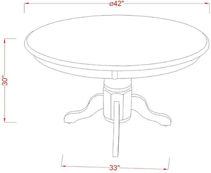 East West Furniture SHNO5-LWH-W 5 Piece Kitchen Table & Chairs Set Includes a Round Dining Room Table with Pedestal and 4 Solid Wood Seat Chairs, 42x42 Inch, Linen White