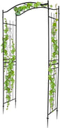 Garden Arbor with Side Garden Trellis, 7.5FT Metal Garden Arch for Climbing Plants Outdoor, Black Archway for Lawn, Patio and Backyard, Wedding Arches for Ceremony, Includes Ground Stakes