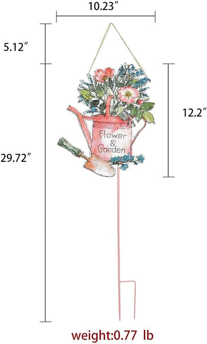 All Chic Garden Decor for Outside 29” Decorative Garden Stakes Metal Embossed Sign for Spring Decor Yard Art Stakes for Outdoor Lawn Backyard Porch Pathway Decorations