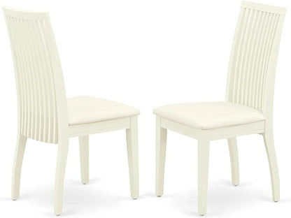 East West Furniture HBIP5-LWH-C 5 Piece Dining Set Includes a Round Dining Table with Pedestal and 4 Linen Fabric Kitchen Room Chairs, 42x42 Inch, Linen White