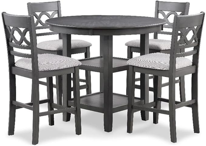 New Classic Furniture Cori 5-Piece Counter Dining Table Set, Gray
