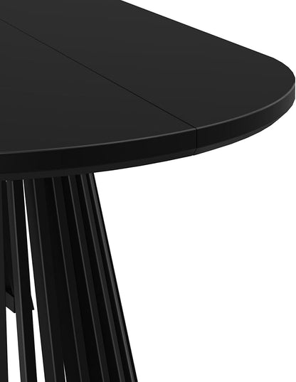 Plank+Beam Lido Oval Dining Table, 72", Round Wooden Minimalist Kitchen Table fits 4 to 6, Black