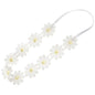Women Girls Lace Daisy Flower Headband Soft Hair Bands Floral Crown Wreath Flower Headpiece (Yellow)