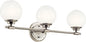 Kichler Benno 3-Light Bathroom Vanity Light Fixture, Modern LED Light with Opal Glass in Polished Nickel and Brushed Nickel, for Bathroom or Powder Room (8.75" x 24.5"), 55172PN