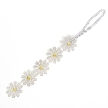 Women Girls Lace Daisy Flower Headband Soft Hair Bands Floral Crown Wreath Flower Headpiece (Yellow)
