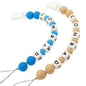 Personalized Pacifier Clip with Name, Customizable Pacifier Clip (2 Pack) (Blue + Oatmeal)