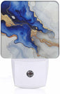 Marble Texture LED Night Lights Plug into Wall Blue and Gold 0.5W Plug in Night Light, Dusk to Dawn, Bright Nightlight Auto On/Off, for Room Bedroom Bathroom