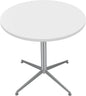 White Dining Table Round Small Office Table Conference Table Coffee Meeting Table w/Stainless Steel X-Shaped Pedestal for Office Boardroom Kitchen Living Room 31.5 inch