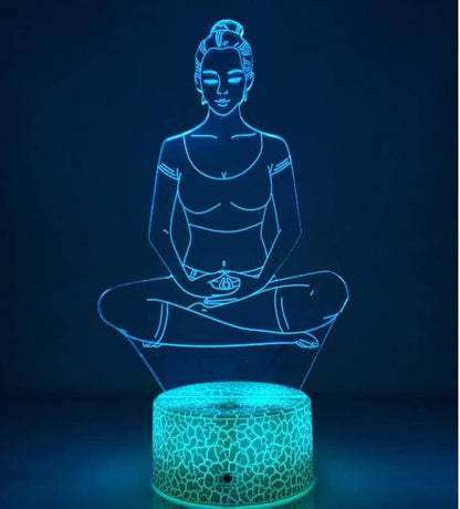 Creative 3D Yoga Meditation Night Light 16 Colors Changing USB Powered Remote Control Touch Switch Decor Lamp Optical Illusion LED Table Desk Lamp