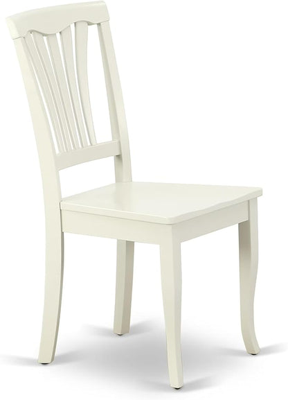 East West Furniture ANAV5-LWH-W 5 Piece Dining Room Table Set Includes a Round Kitchen Table with Pedestal and 4 Dining Chairs, 36x36 Inch, Linen White