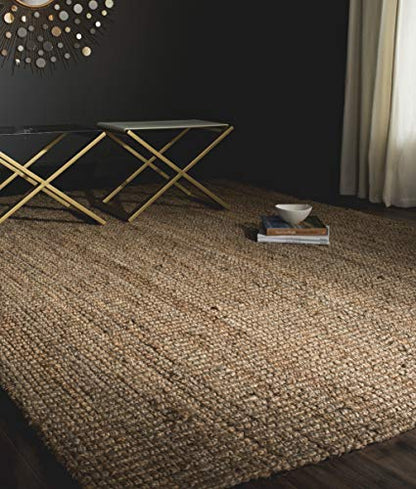 SAFAVIEH Area Rug 8x10 - Natural Fiber Collection - Large - Natural Brown, Handmade Jute, Farmhouse Style, Chunky Textured Thick Pile (NF447A) - color: Natural, size: 8' x 10' (Rectangular)