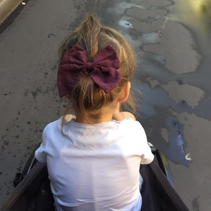 4 PCS Sailor Bow Hair Clips for Kids Girls Women Linen cotton Hair Bow Alligator Clips Baby Toddler Girl Mom Hair Accessories (Mauve/Wine)