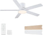 52 Inch Ceiling Fans with Lights and Remote, Flush Mount White Ceiling Fan for Bedroom Living Room Indoor/Outdoor, Quiet 6 Speed Reversible DC Motor, 3CCT, Dual Color 5 Blades, ETL Listed