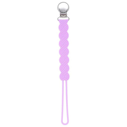 Three Little Tots All Silicone Modern, Short and Safety Tested Pacifier Clip (Lavender, Waverly)