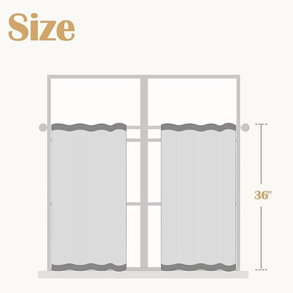 jinchan Striped Linen Kitchen Curtains 36 Inches Length Tier Curtains Farmhouse Modern Cafe Style Small Window Treatments Airy Light Filtering Rod Pocket for Living Room Bathroom 2 Panels Blue
